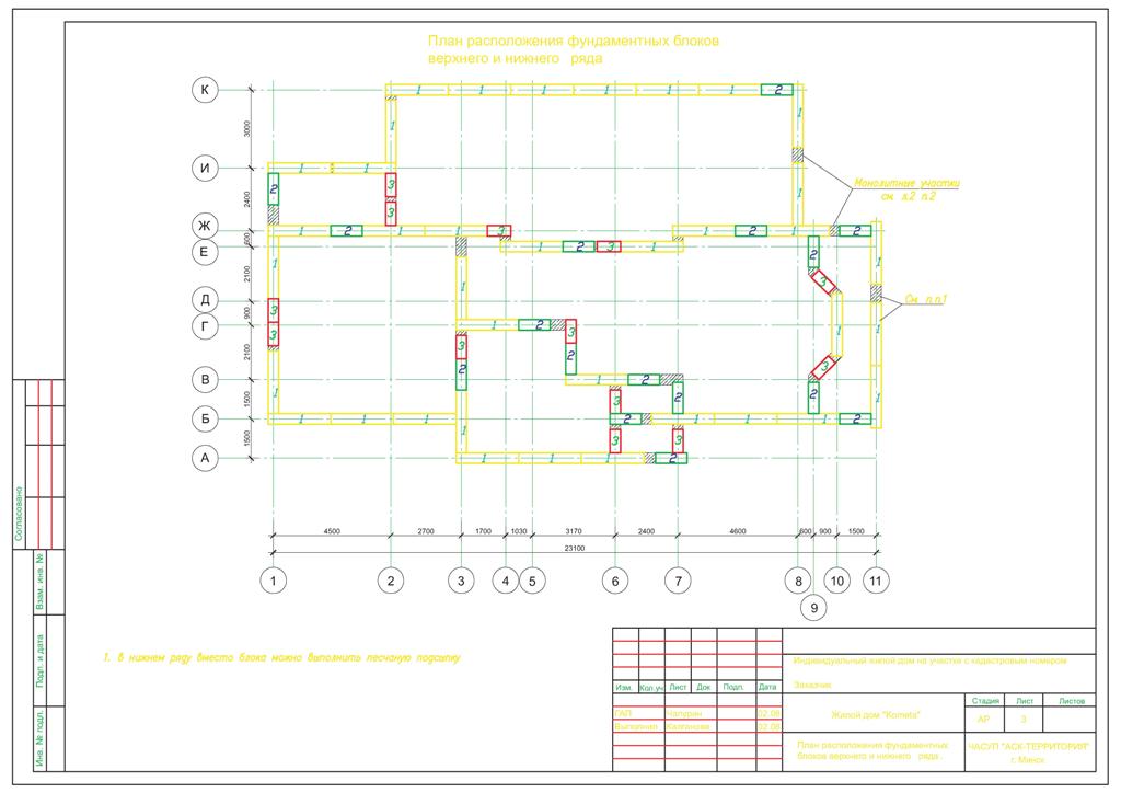 План расположения фундаментов