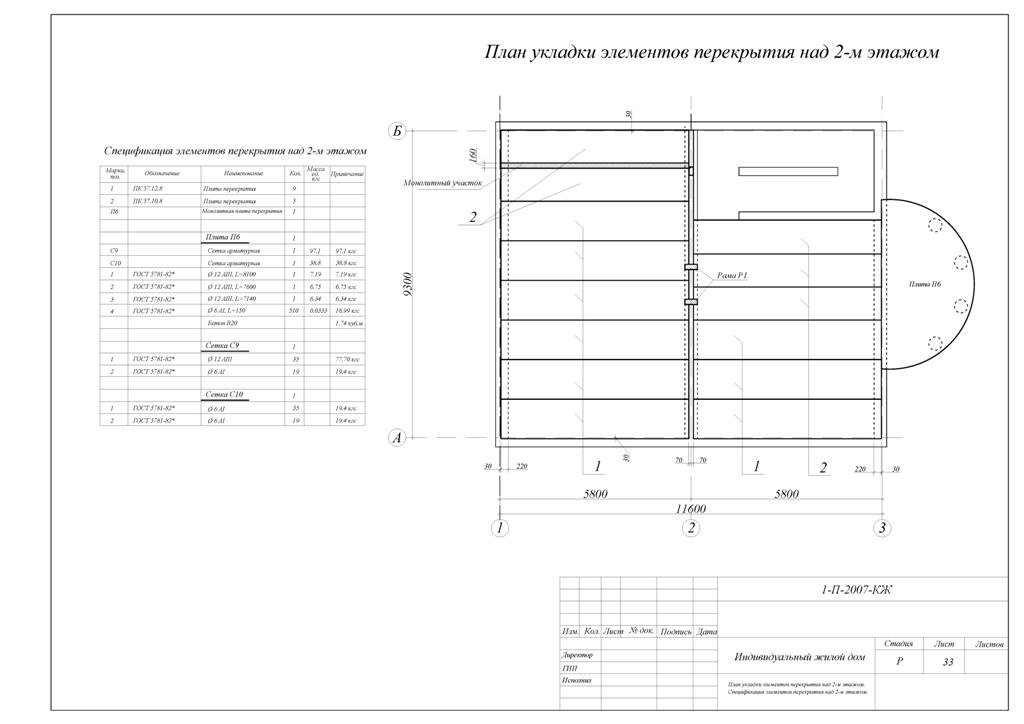 Схема расположения элементов перекрытия